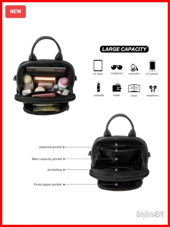 Genuine Leather Backpack for Women, Travel Lightweight Backpack Purse Daily Work main image 4